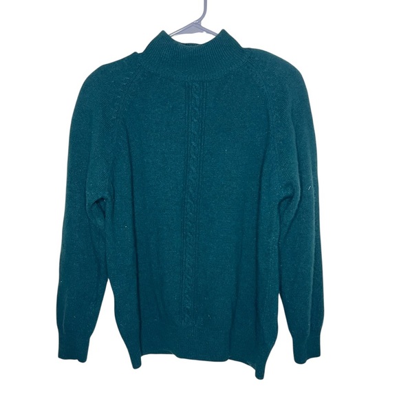Vintage Lambswool & Angora Green Knit Turtleneck Sweater XL - Picture 1 of 3